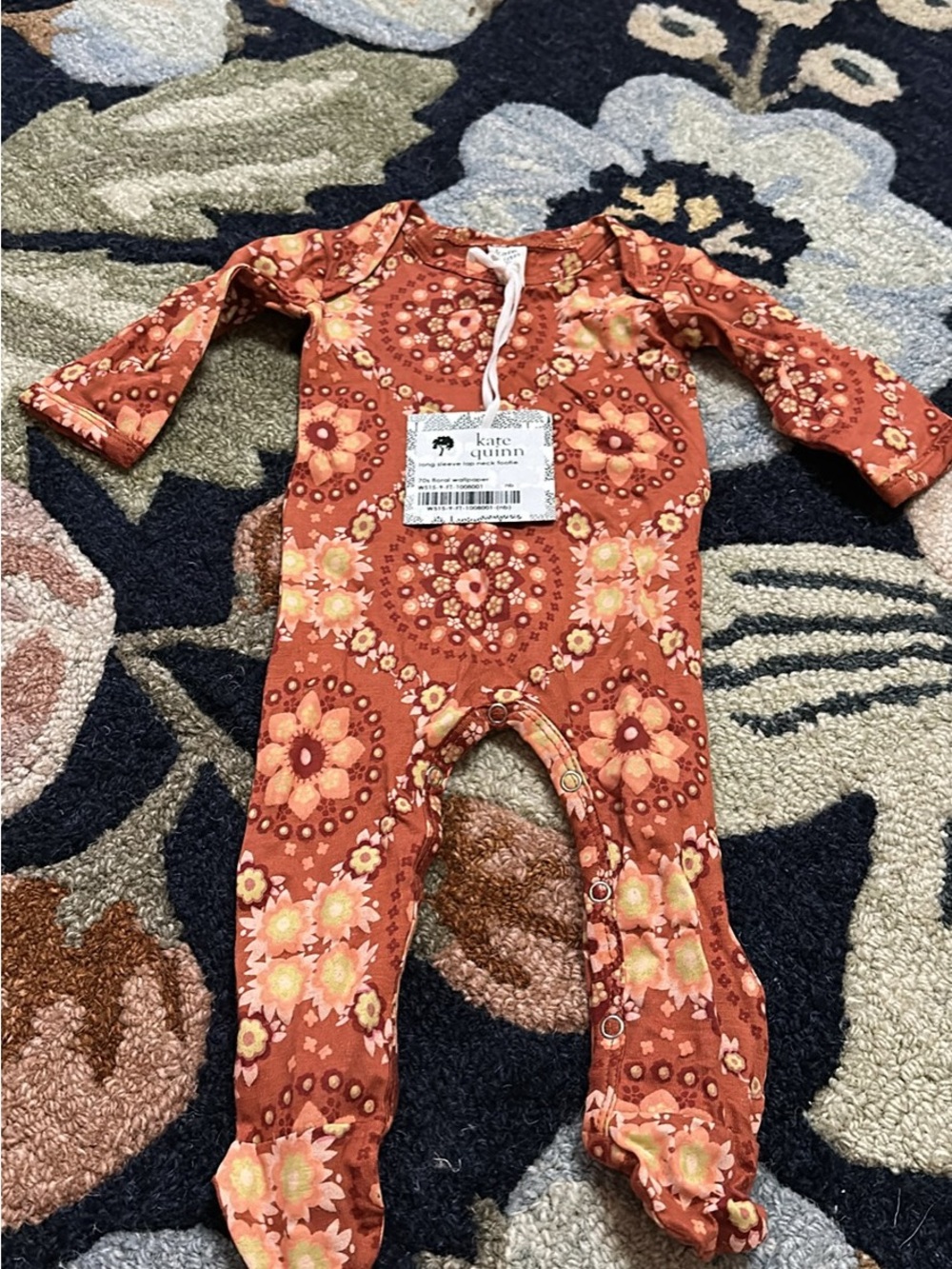 Kate Quinn Newborn Onesie in 70s Floral Wallpaper - Picture 3 of 3